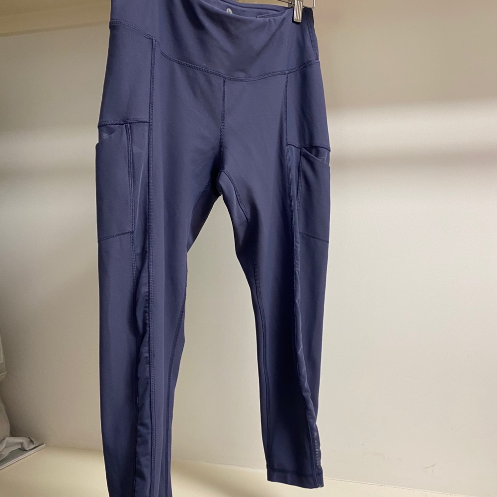 Purple/Grey Leggings With Pockets